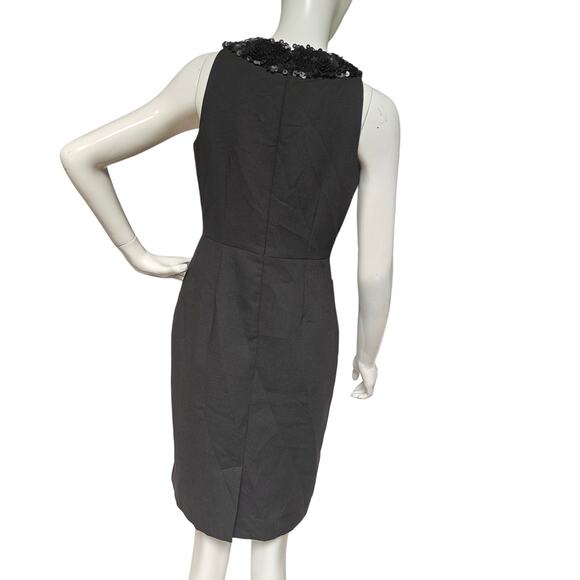 Talbots Petites 4P Black Embellished Neck Sheath Dress, Lined Cocktail - Picture 2 of 4